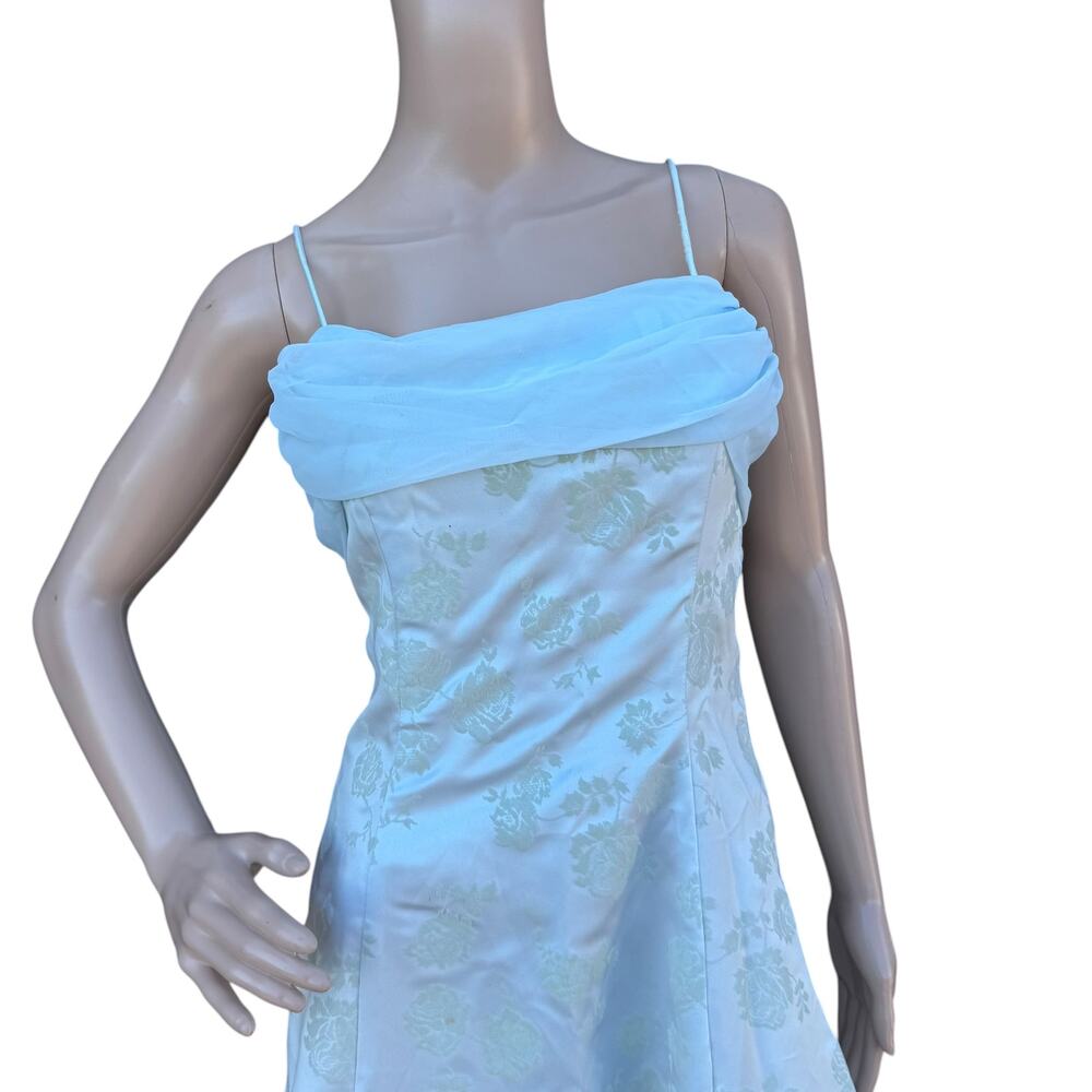 Vintage Betsy & Adam Blue Floral Brocade Gown 4 Prom - Picture 4 of 8
